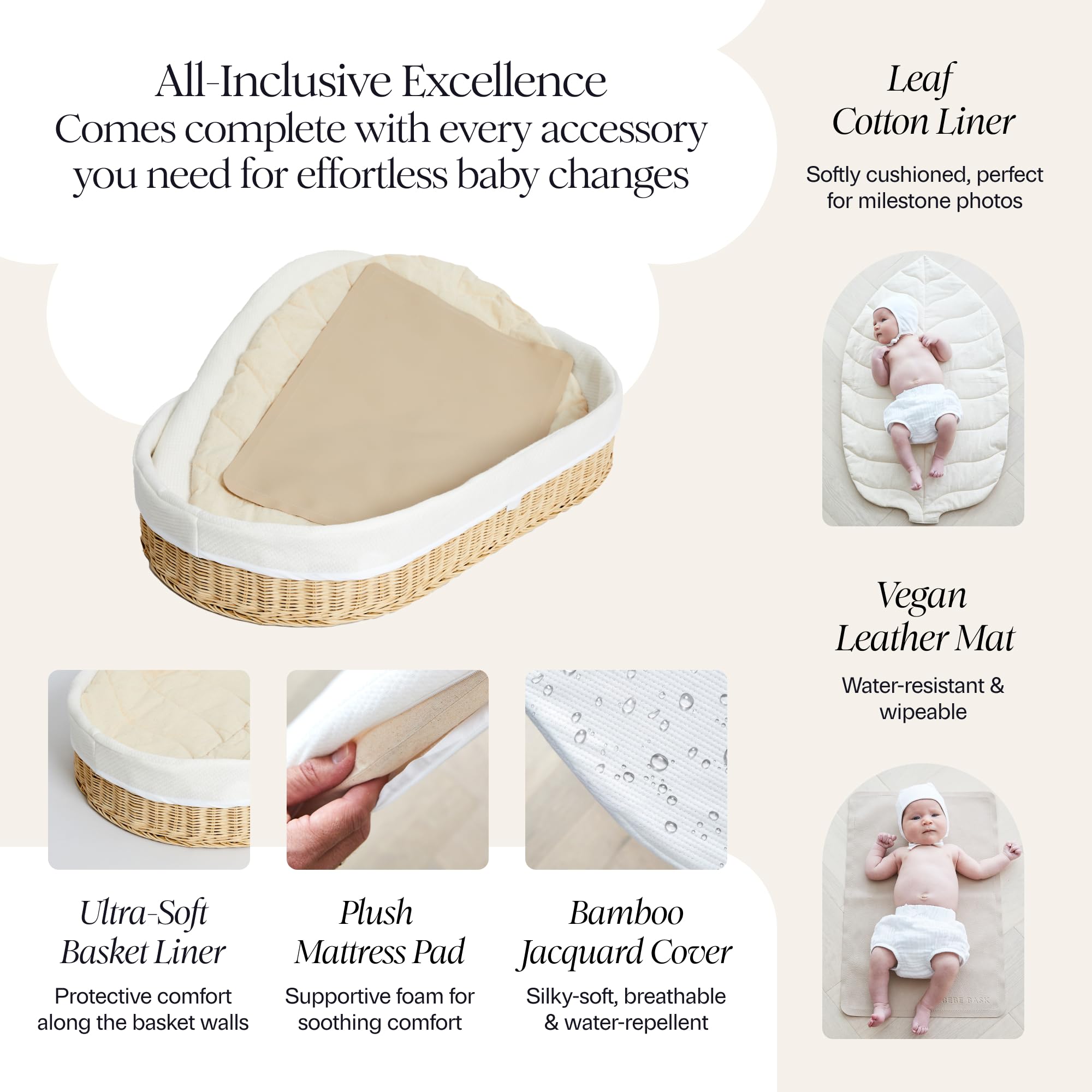 Bebe Bask changing basket with extra-tall sides improves safety during diaper changes