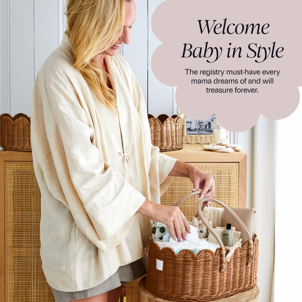BEBE BASK gender-neutral design suits baby showers.