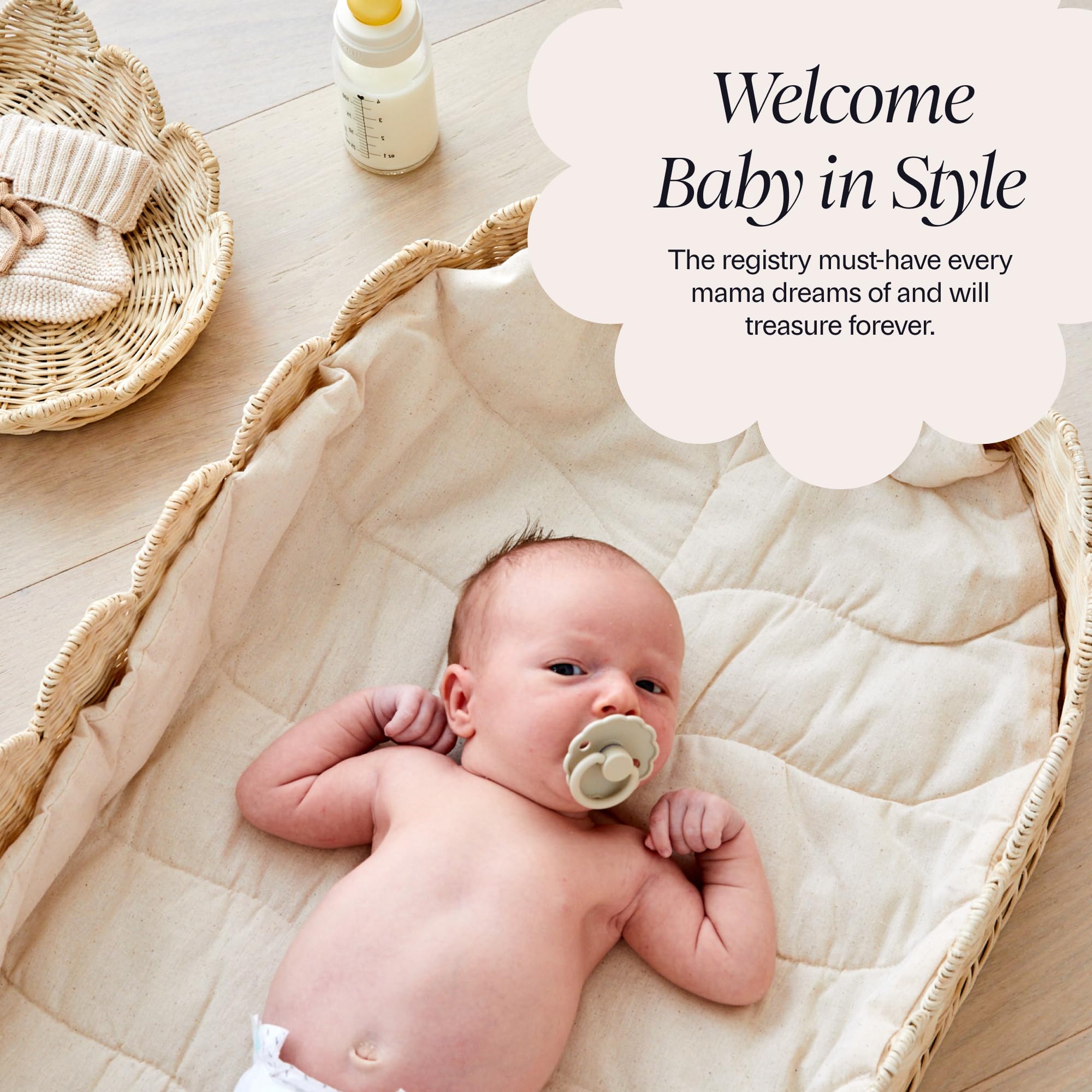 Bebe Bask multifunctional basket doubles as storage or play space after diaper days