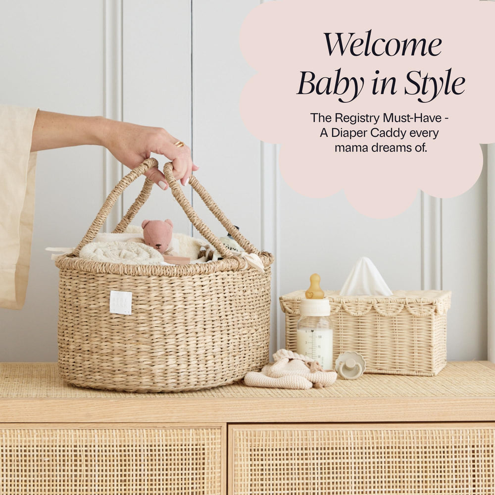 BEBE BASK complements boho nursery decor with refined storage.