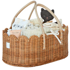 BEBE BASK Poppy scalloped diaper caddy Mocca for organized nursery storage.