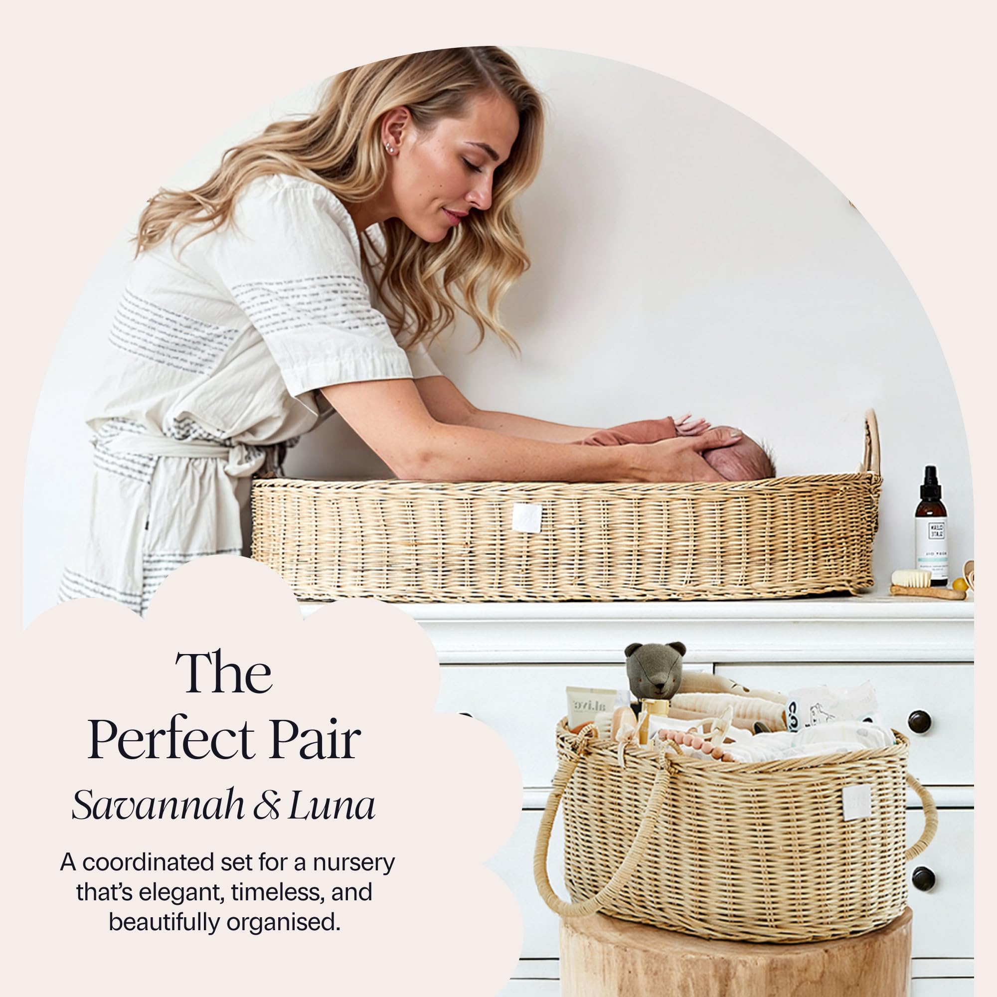 BEBE BASK Savannah award-winning design highlights its standout nursery organization features.