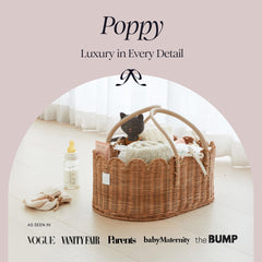 Poppy Mocca scalloped edge close-up highlights craftsmanship and design.