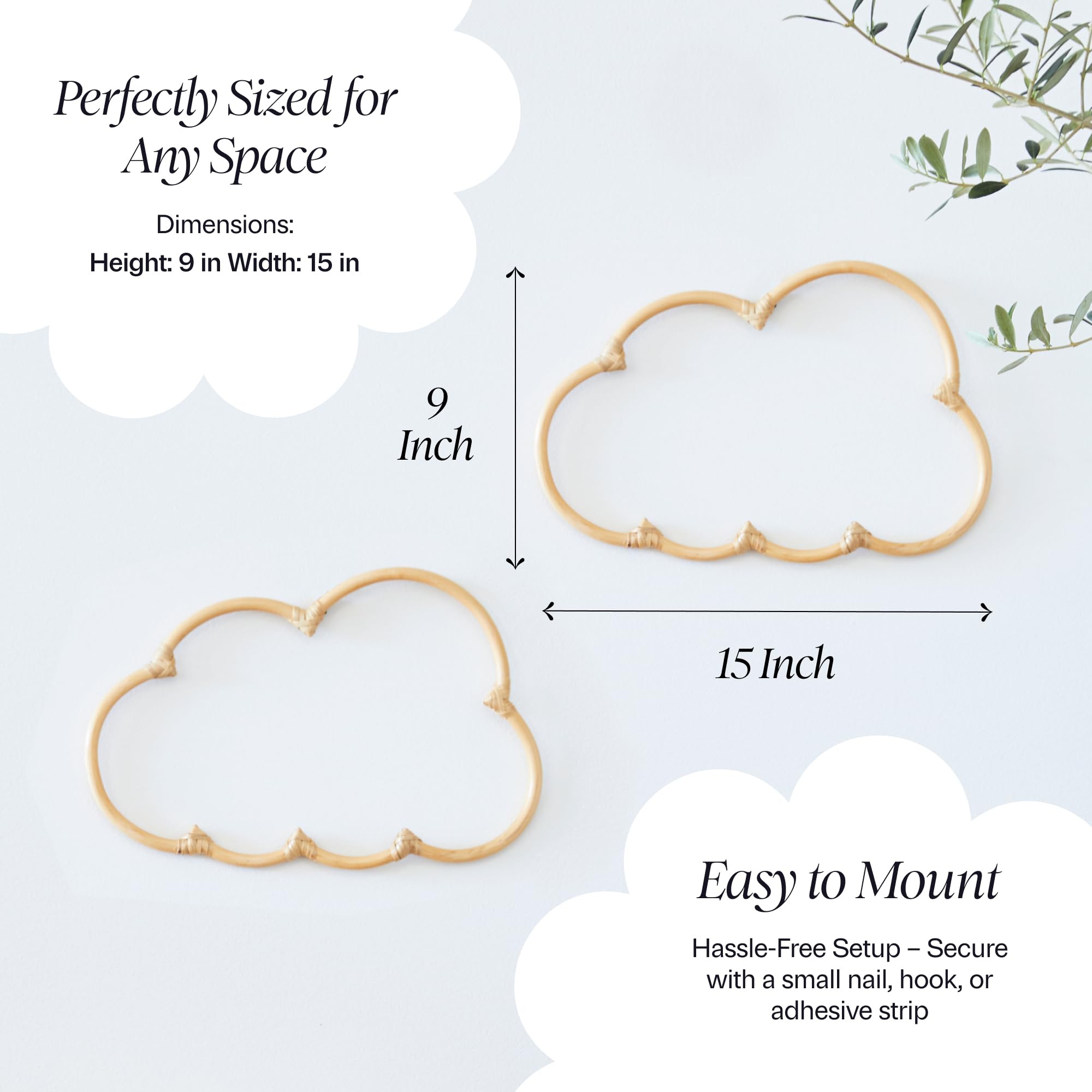 BEBE BASK wicker cloud decor packaging gift-ready presentation, perfect for baby showers.