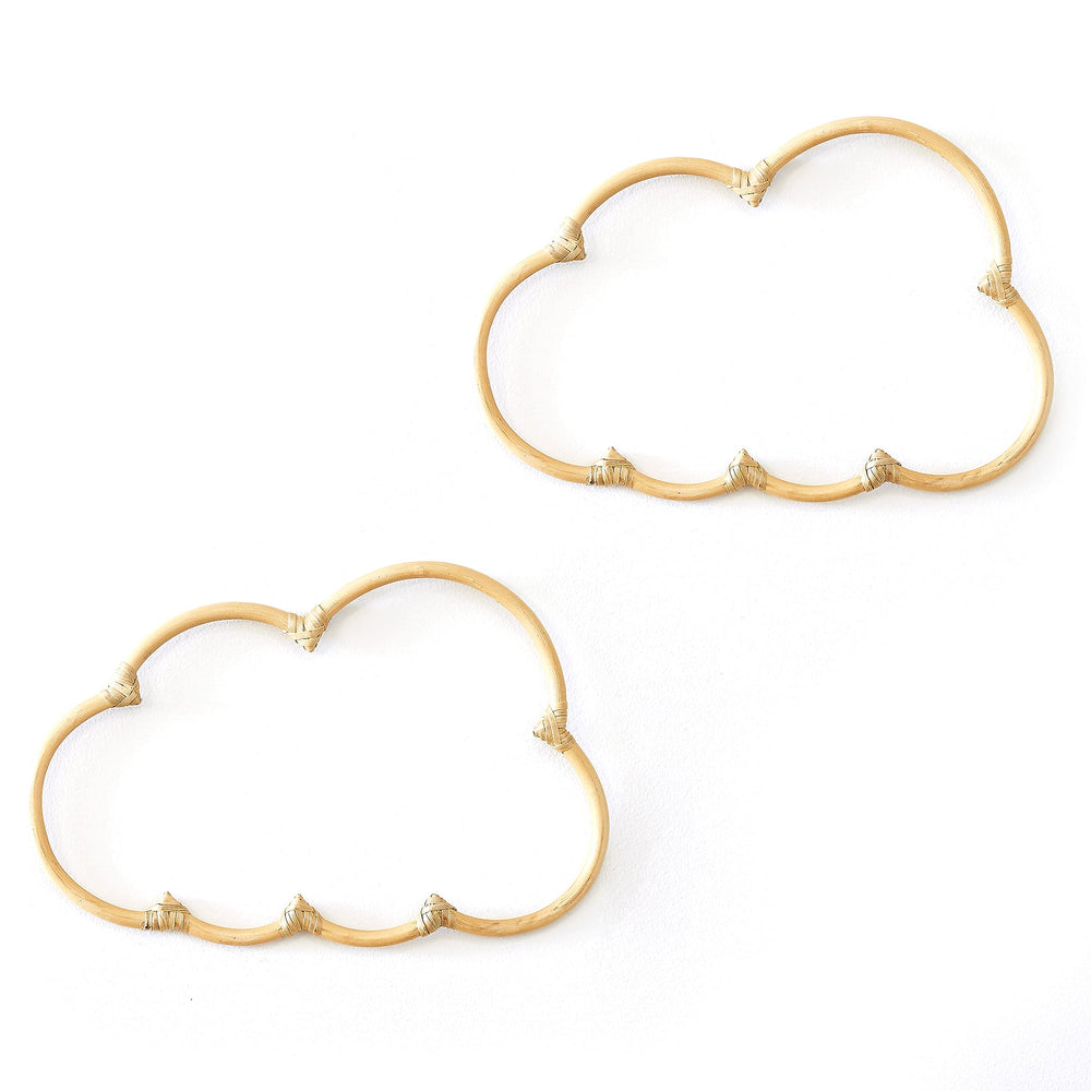 BEBE BASK wicker cloud decor set 2 front view ideal for nursery styling.