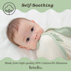 BebeBiu Baby Swaddle Sleeping Bag arms-in design Lovry supports snug newborn sleep.