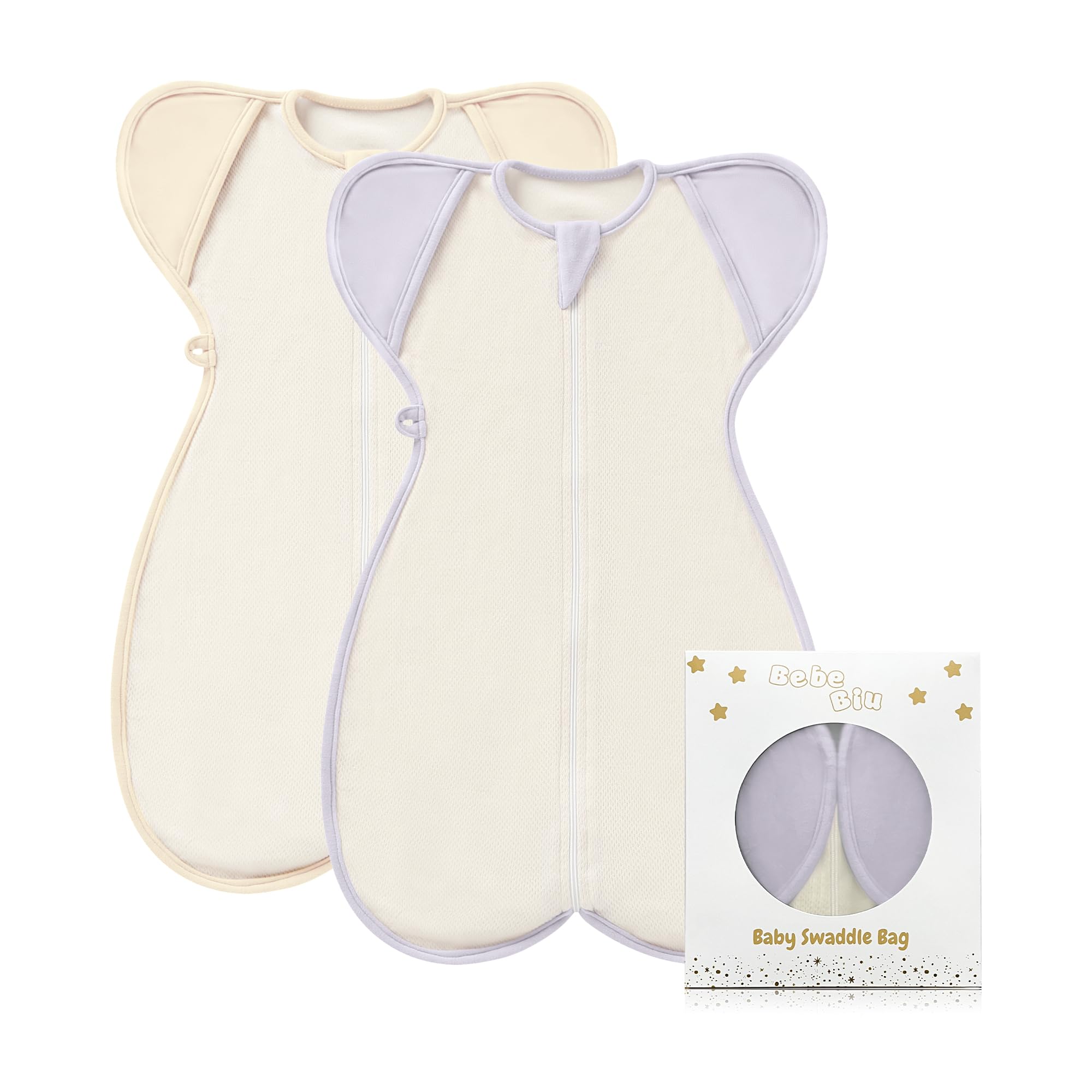 BebeBiu Baby Swaddle Sleeping Bag front view Lovry promotes calm sleep with breathable cotton.