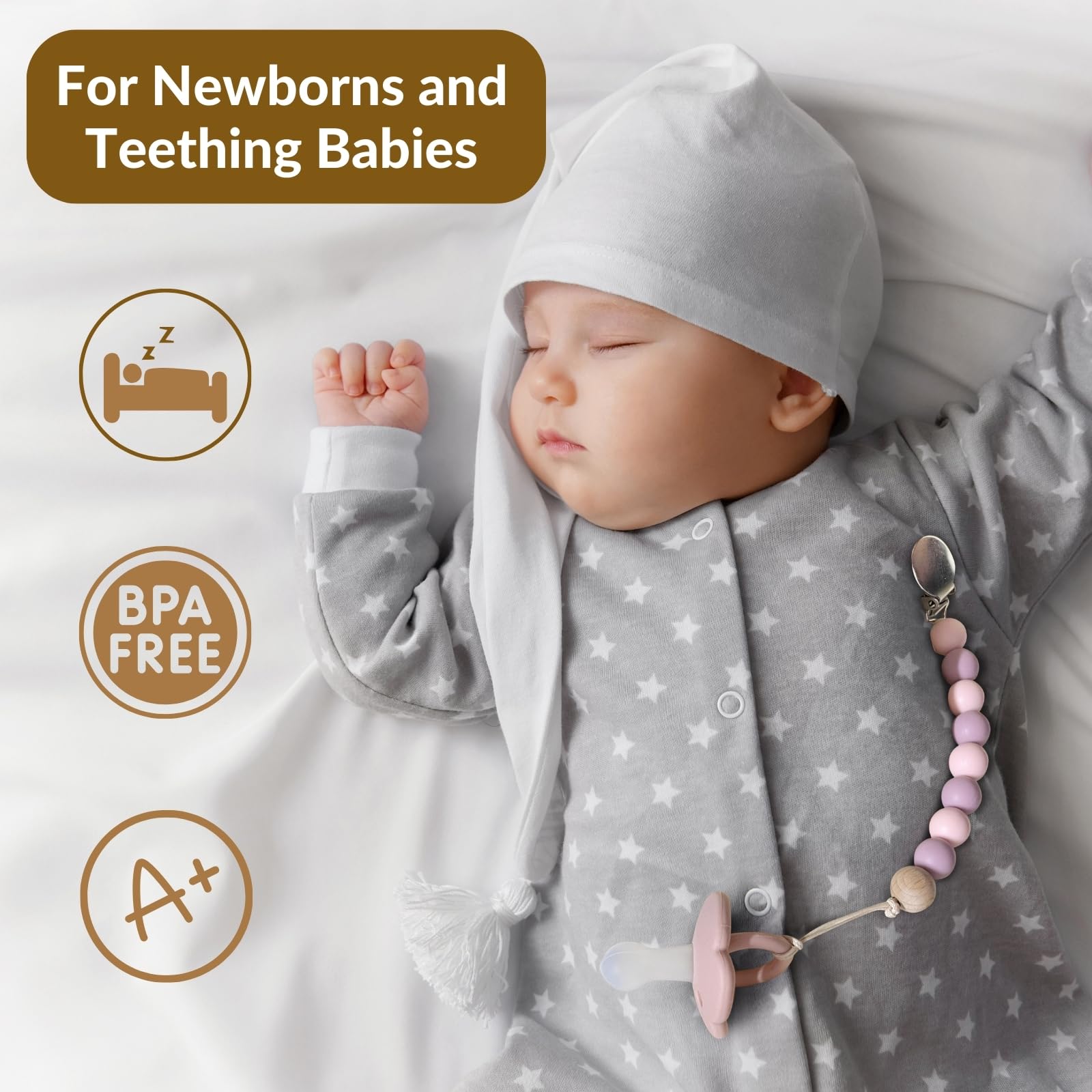 BebeBiu pacifier clip on stroller keeps pacifier accessible during outings.