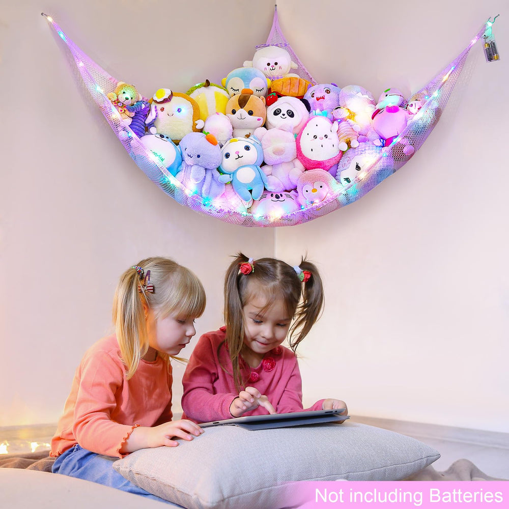 BeBeJoJo corner toy net mounted for easy access to plush toys