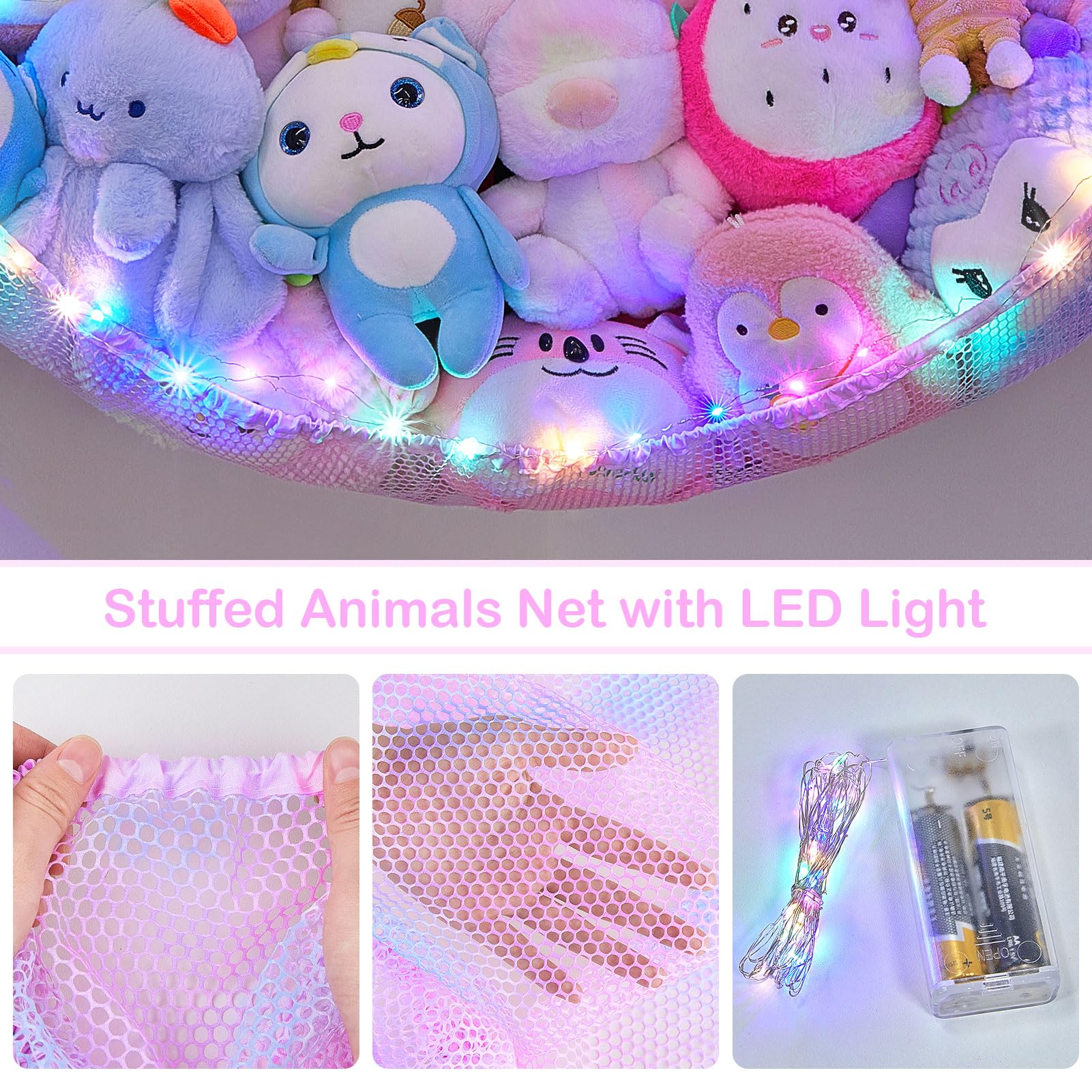 BeBeJoJo storage scenario with plush toys and pillows neatly organized