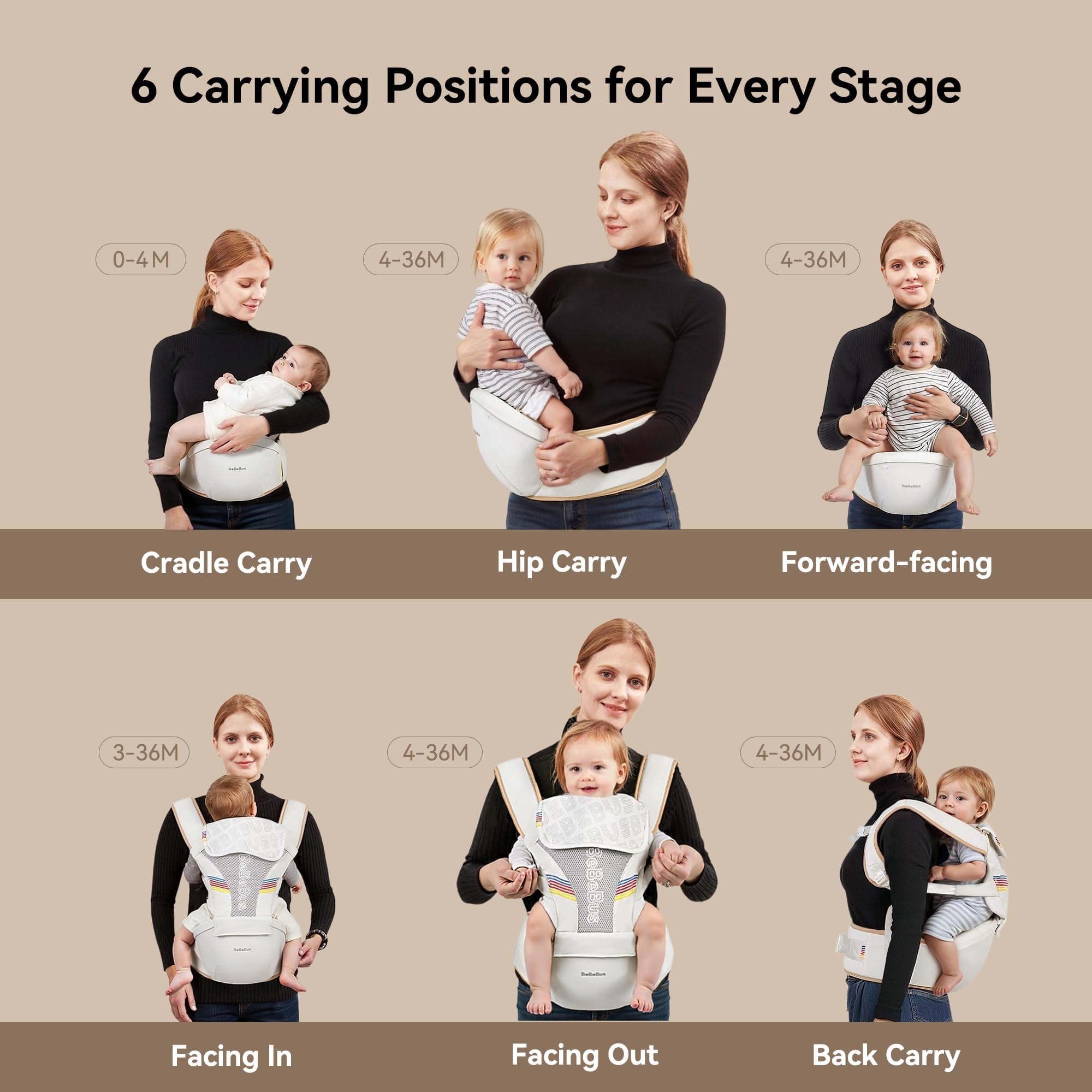 BeBeBus abdominal support for C-section-friendly design reduces pressure during recovery.