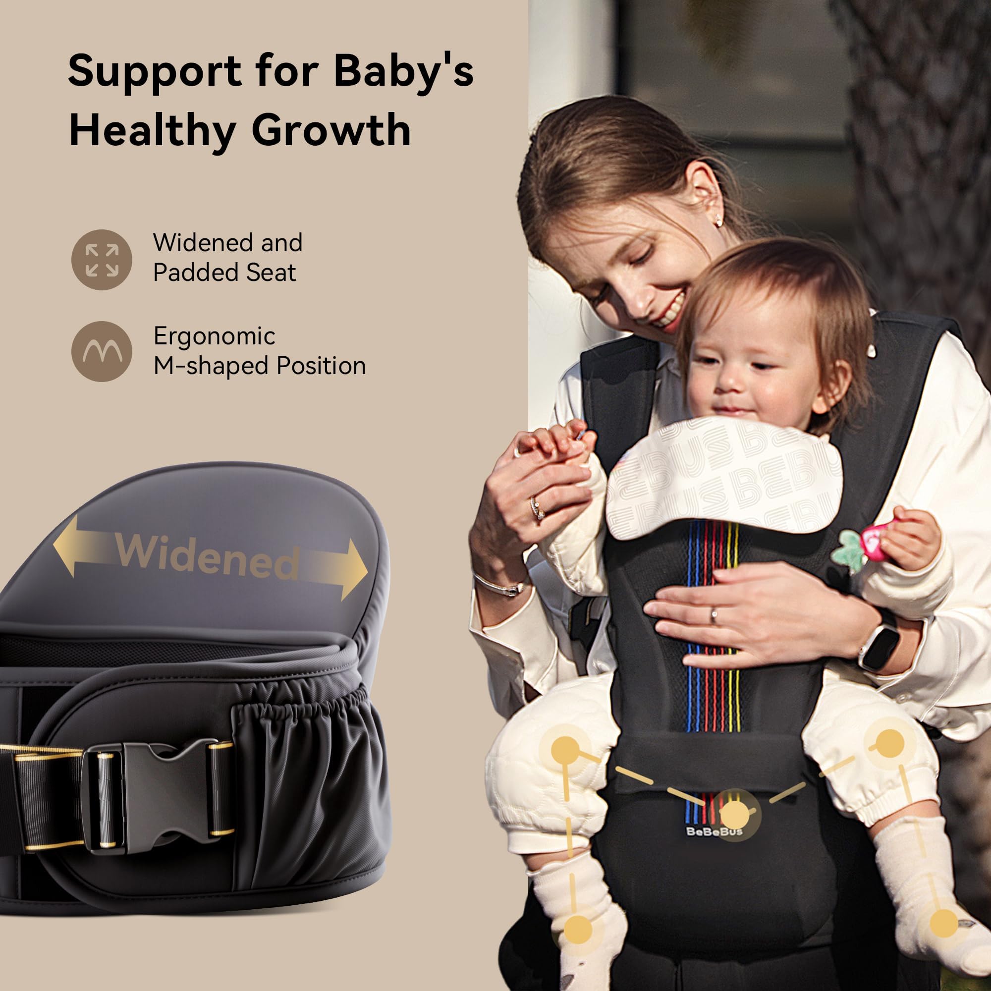 BeBeBus all-season breathable cotton mesh keeps baby cool year-round.