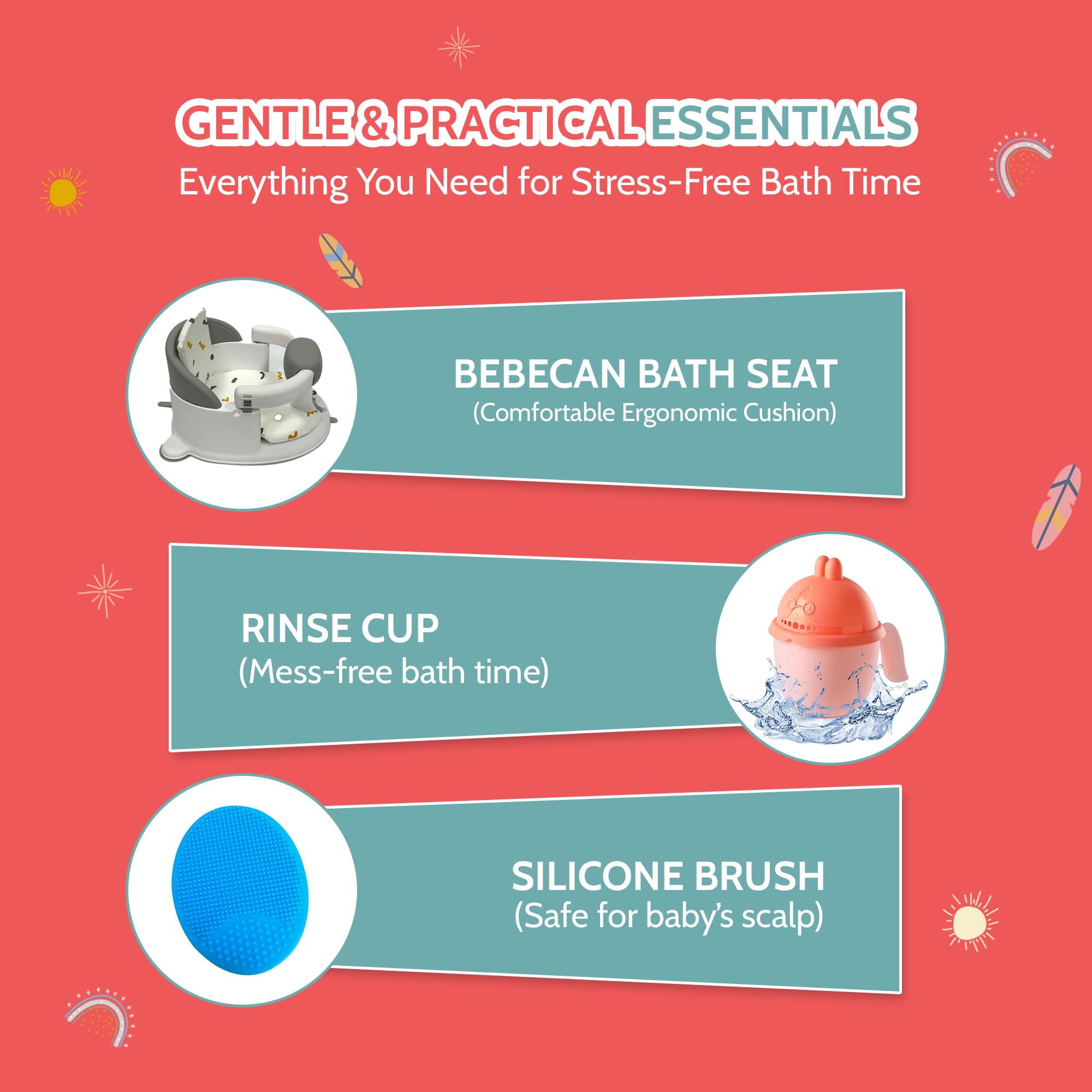BEBECAN bath seat with soft cushioning for comfortable bath time.