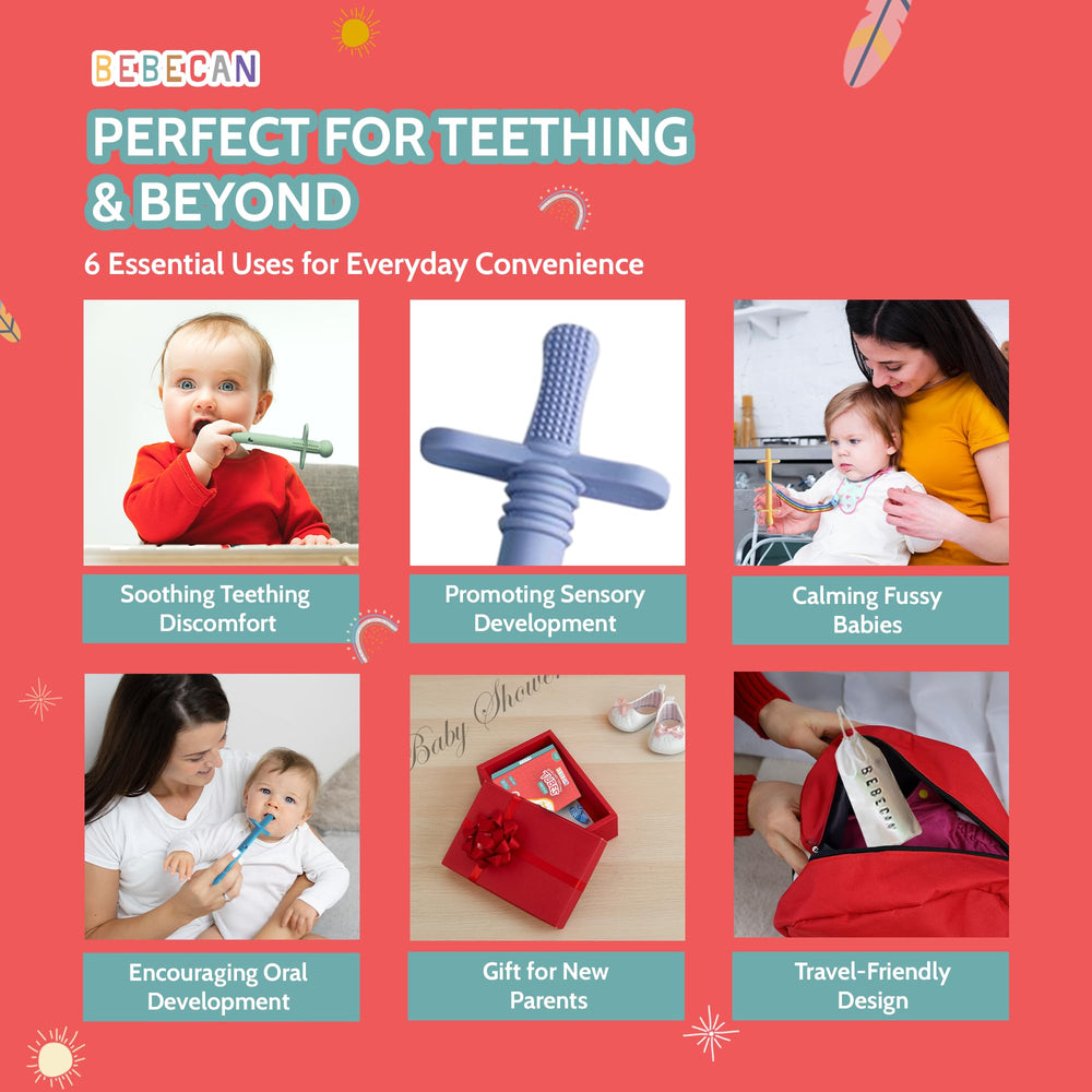 Bebecan silicone teething tubes are dishwasher-safe and boil-safe for easy sanitation.