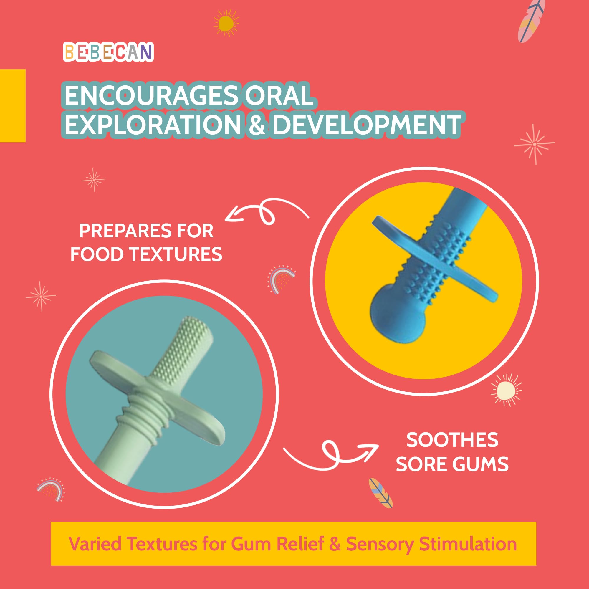 Bebecan Shielded Teething Tubes in soft silicone for gentle gum comfort.