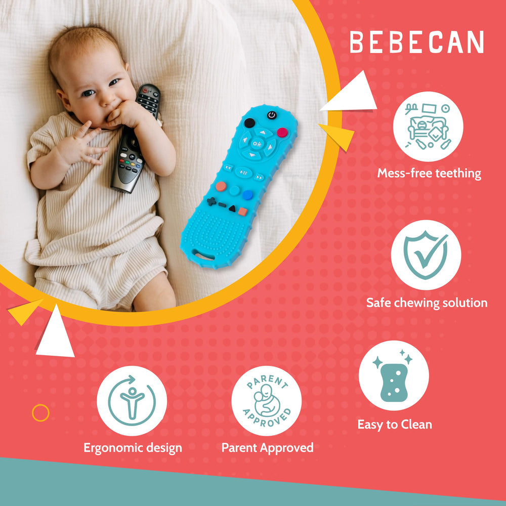 BEBECAN gift-ready teething toy remote design for baby showers