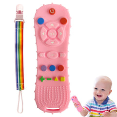 BEBECAN pink remote teething toy soothing gums during play