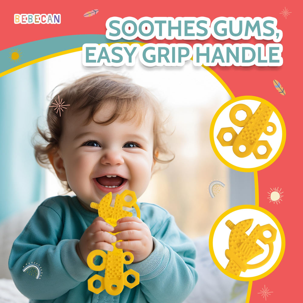 BEBECAN teething clips securely hold teether to prevent drops