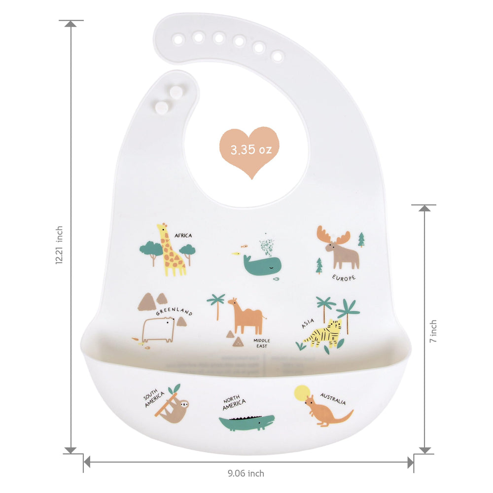 BEBE FAVOUR adjustable-neck bib provides a snug fit during growing baby's meals.