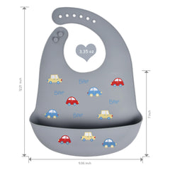 BEBE FAVOUR adjustable-neck silicone bib demonstrates secure fit during feeding