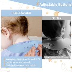 BEBE FAVOUR waterproof silicone bib front pocket catches spills and protects clothes.