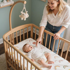 BeBeJoJo bassinet sheets TPU waterproof bottom layer keeps the sleep space dry.