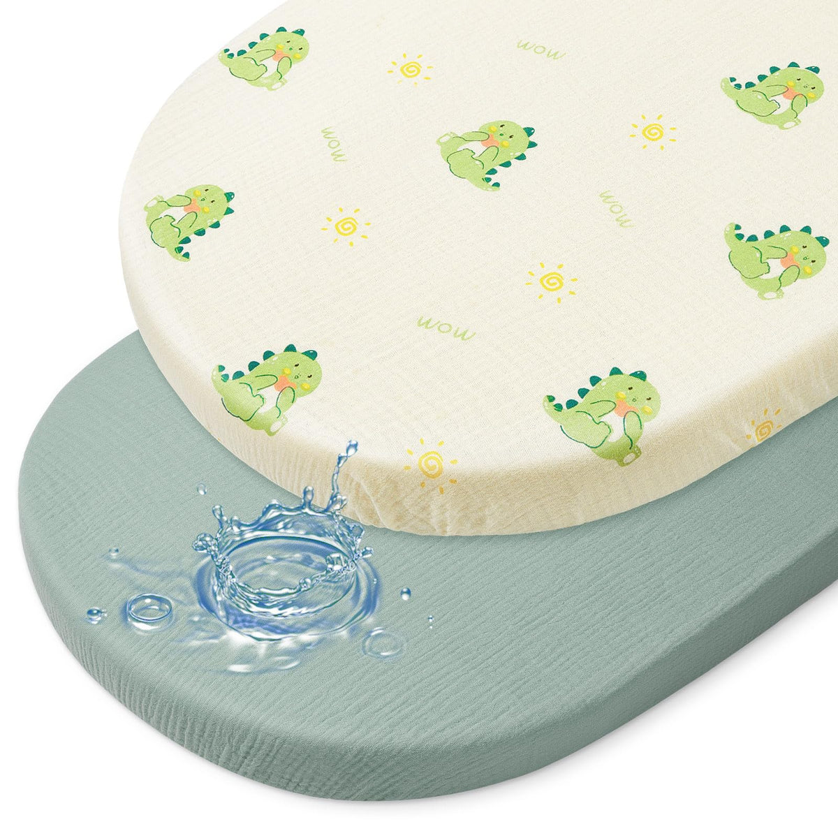 BeBeJoJo bassinet sheets with soft-muslin-top provide gentle skin feel for newborns.