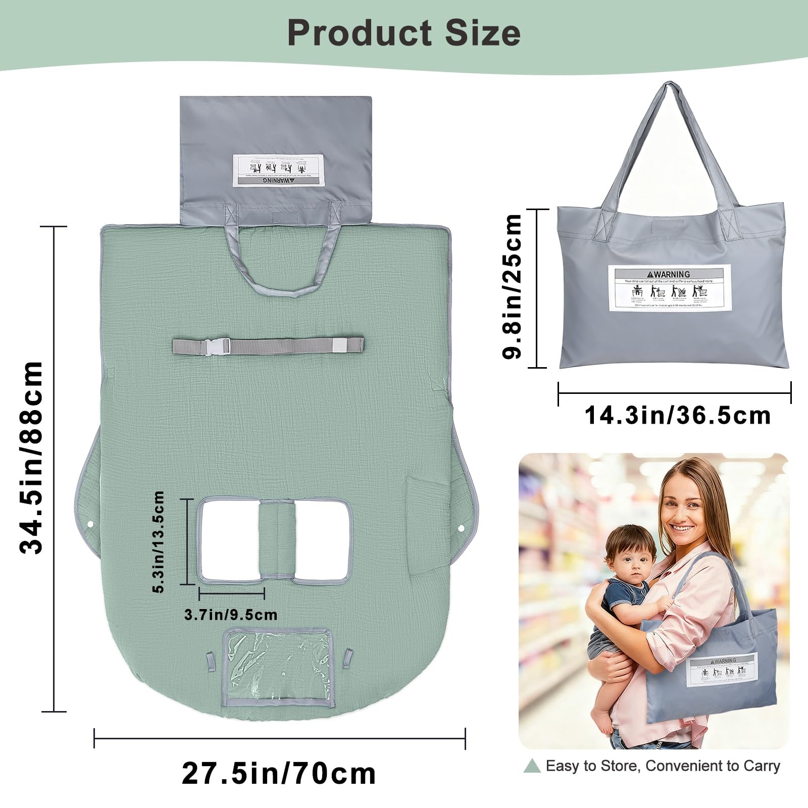 BeBeJoJo muslin cart cover folded-compact for quick storage