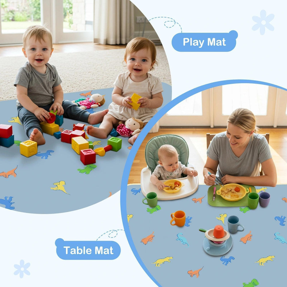 BeBeJoJo Splat Mat catches food and liquids reducing floor mess