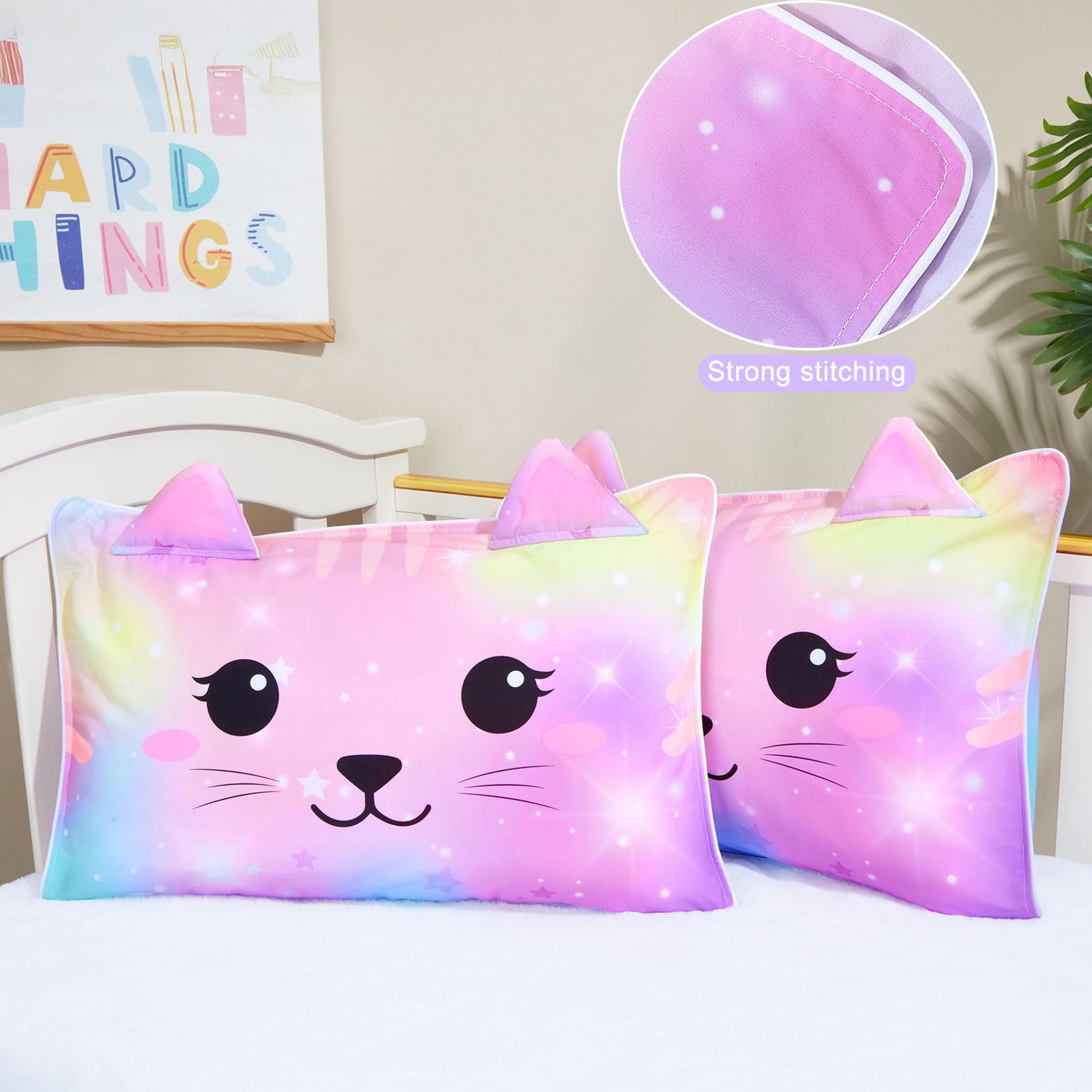BeBeJoJo toddler pillowcase cats pattern—bright colors for daily use