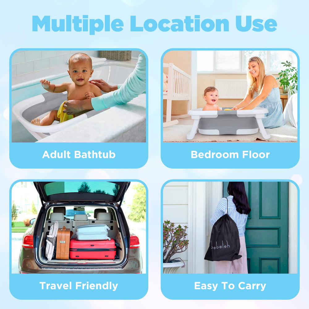 bebeleh gray collapsible tub saves space at home or on trips.