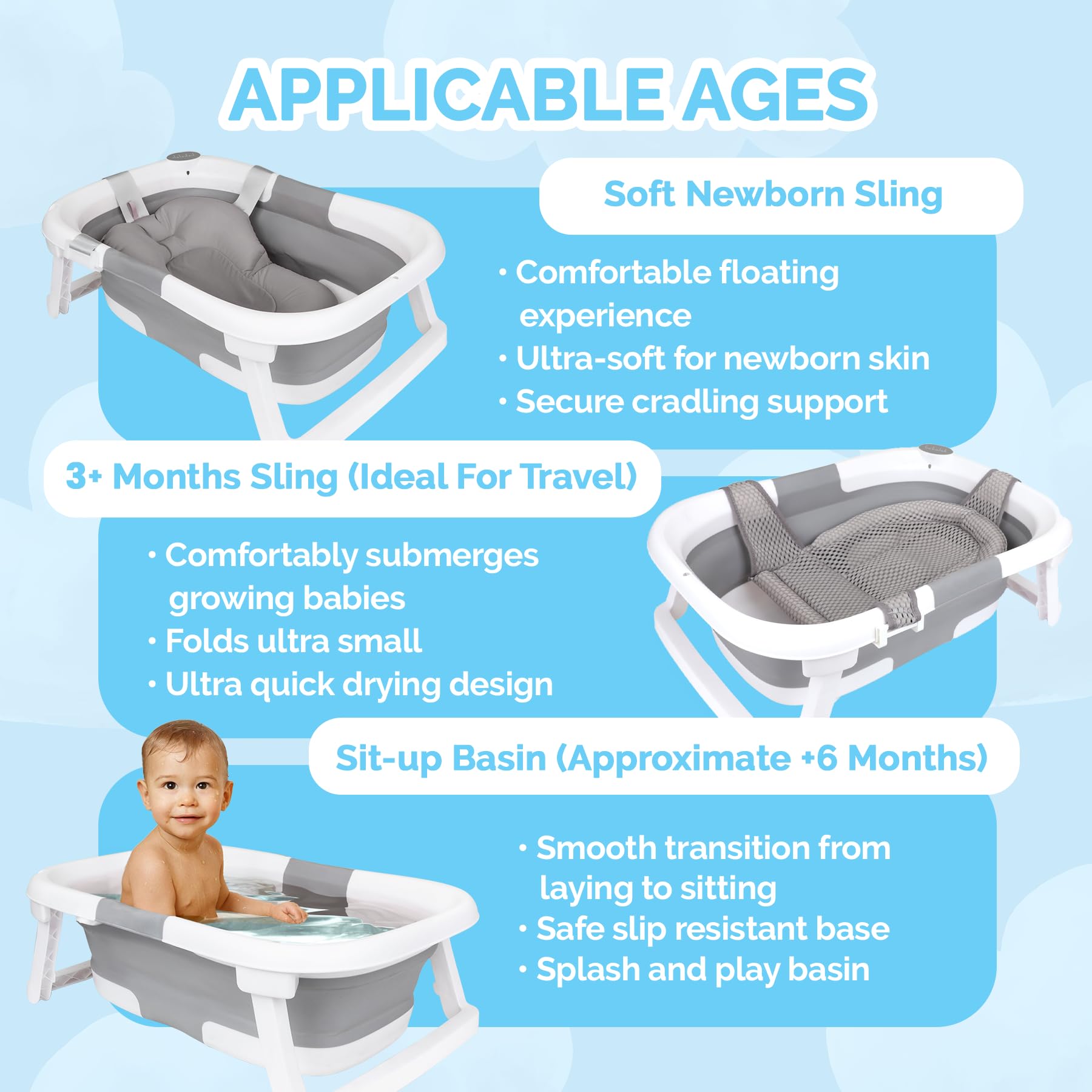 Bebeleh showerhead holder and anti-slip base keep bath time stable.