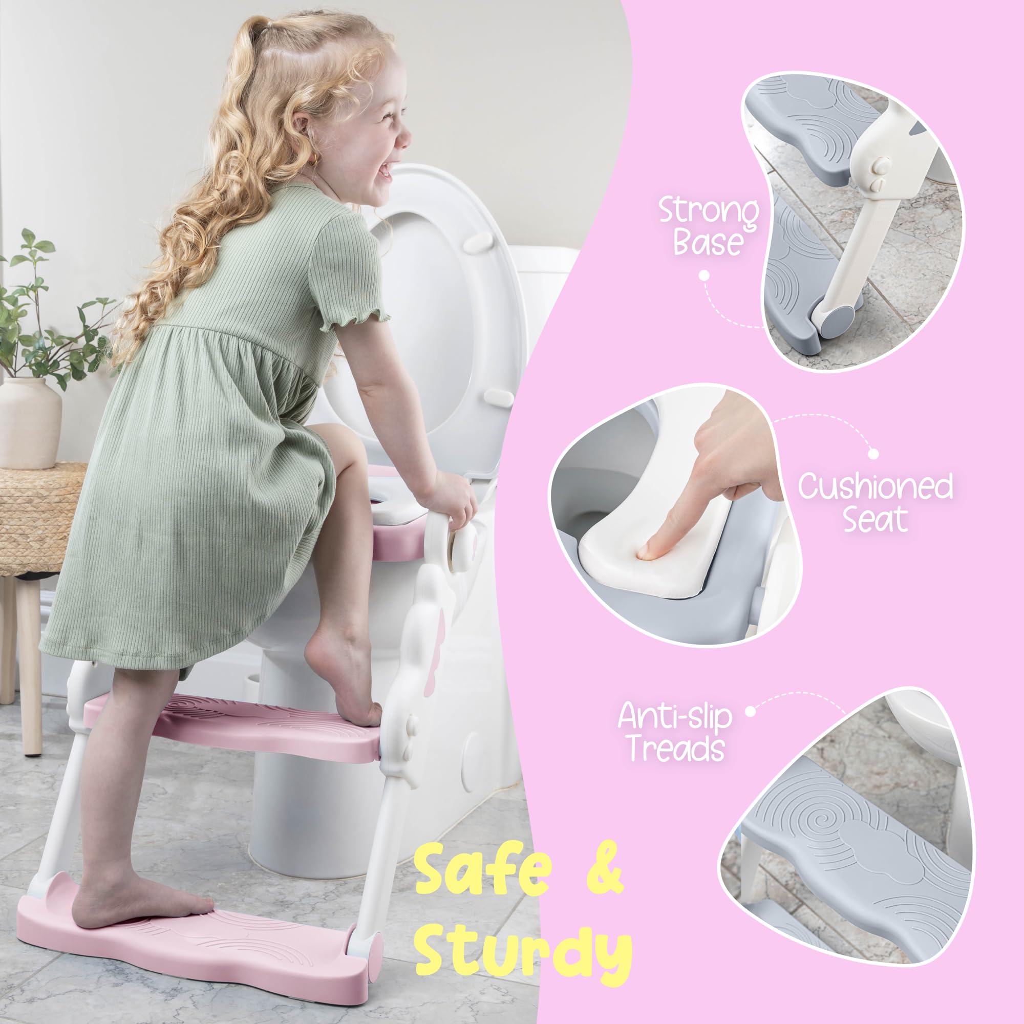 bebeleh toddler potty height adjustment with three levels fits growing kids.