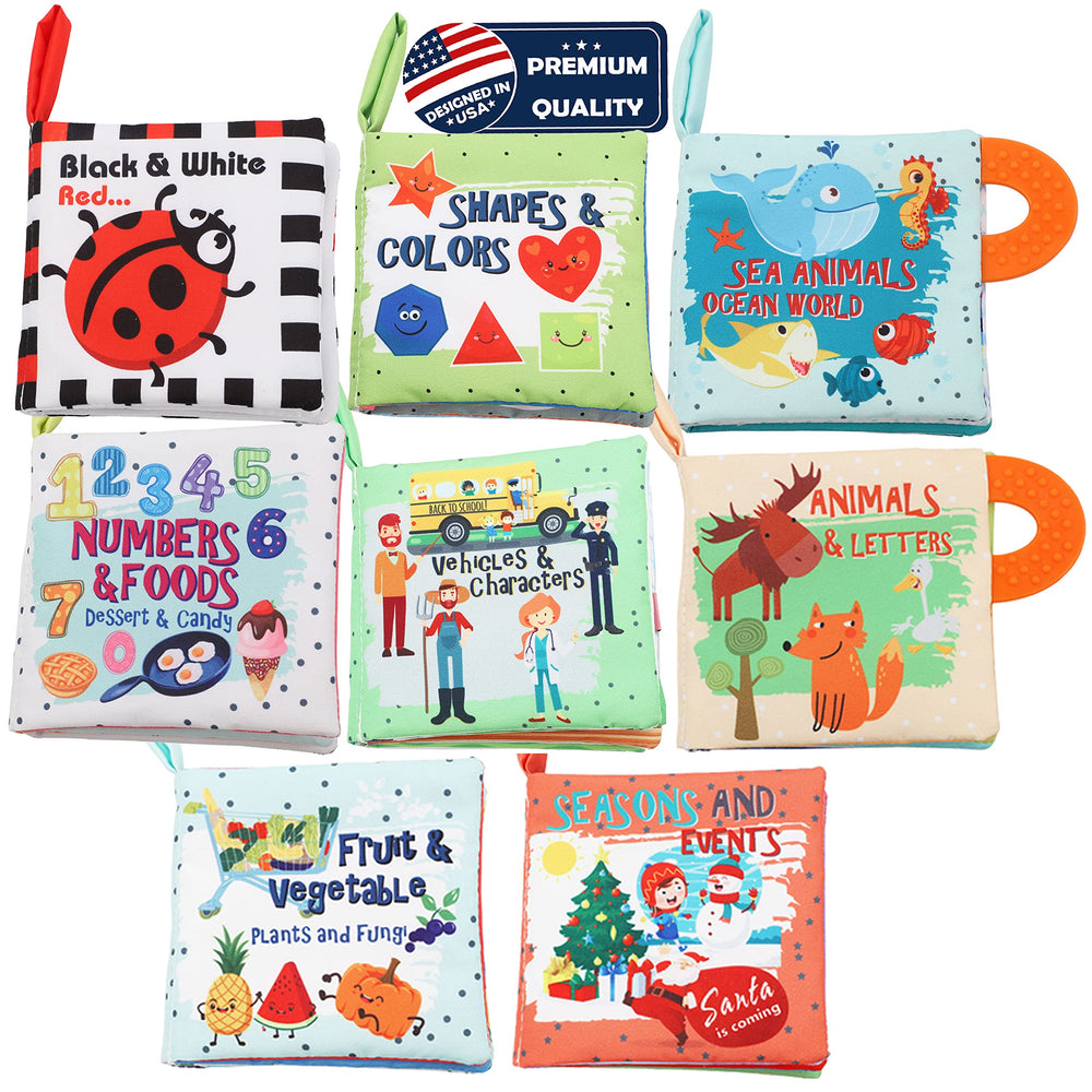 Bebe Mondo crinkle book front cover with bright colors supports early visual attention.