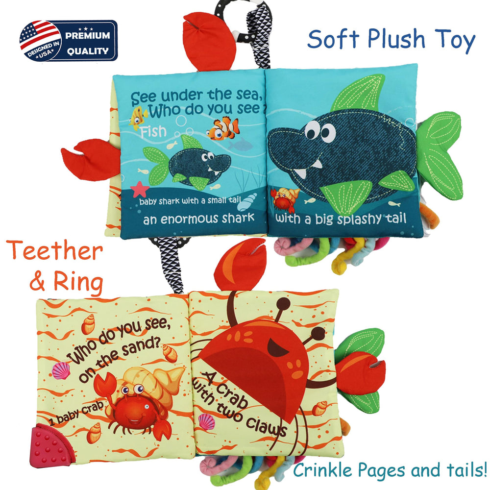 Bebe Mondo crinkle pages undersea scene stimulate tactile curiosity and visual tracking