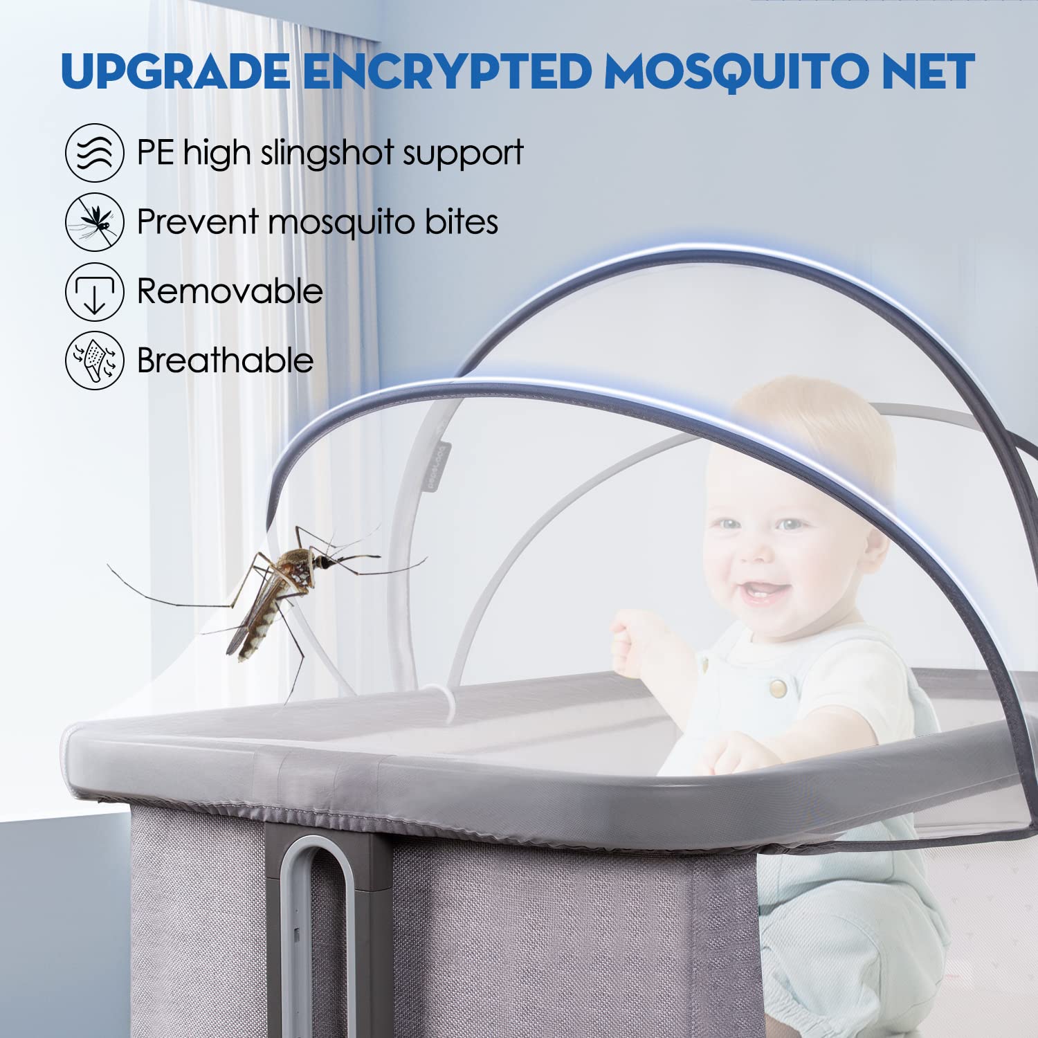 Beberoad Love bassinet net cover universal-fit works with most cribs