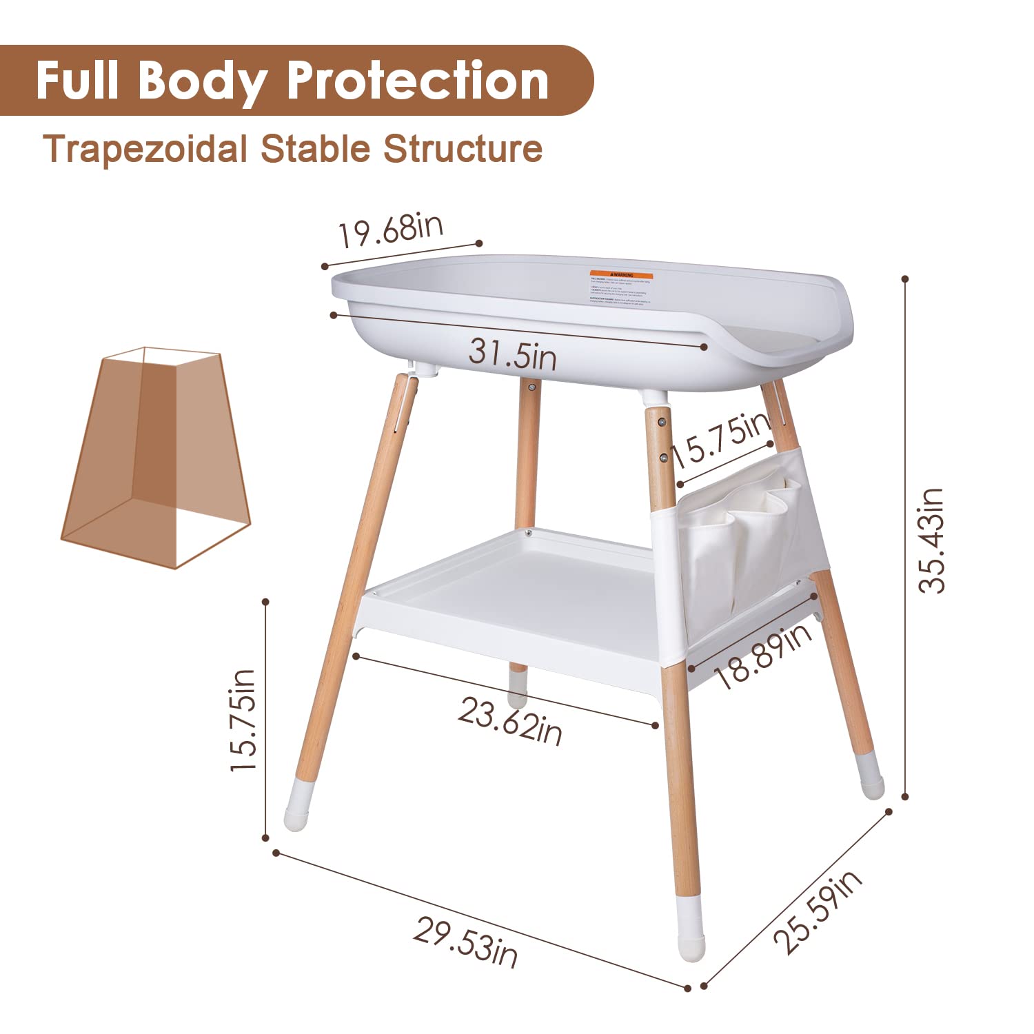 Beberoad Love non-slip feet protect floors during diaper changes
