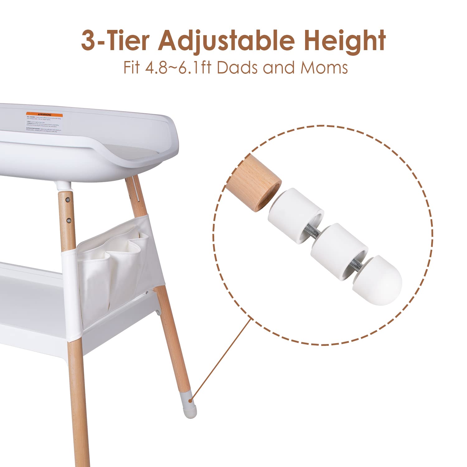 Beberoad Love changing table wood frame beech for sturdy support