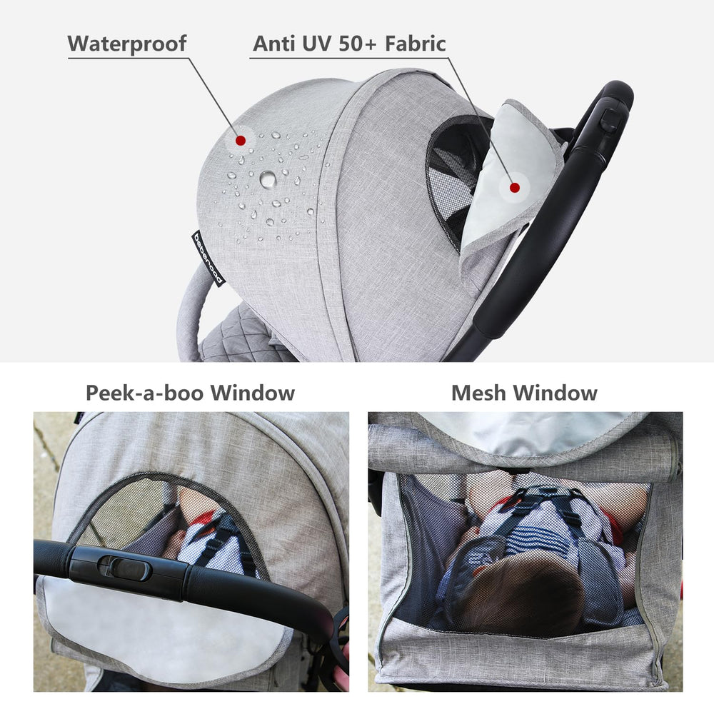 Beberoad Love R2 canopy offers UPF50+ protection and waterproof coverage
