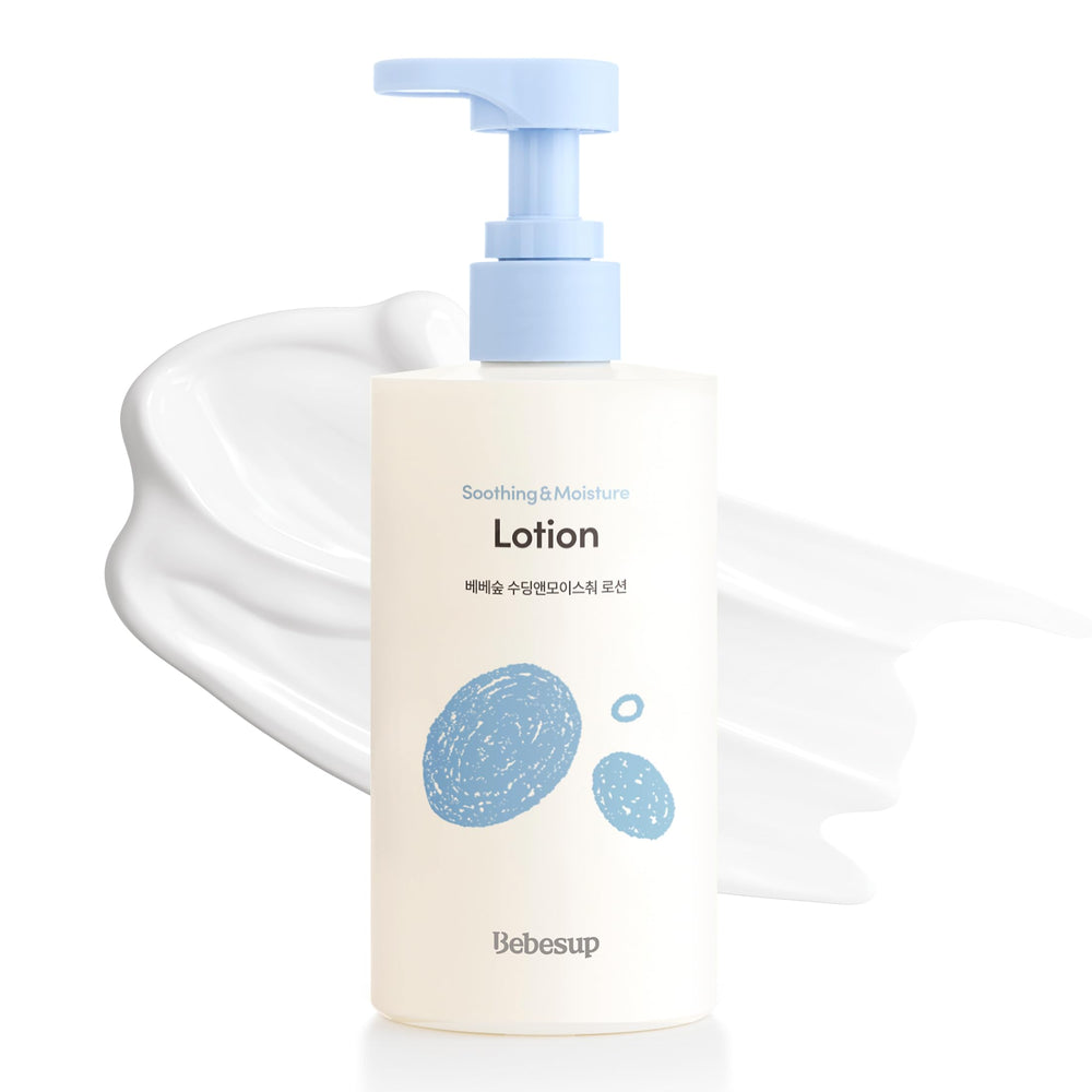 BEBESUP Daily Hydration Baby Lotion bottle shows fast-absorbing, non-greasy formula for delicate skin.