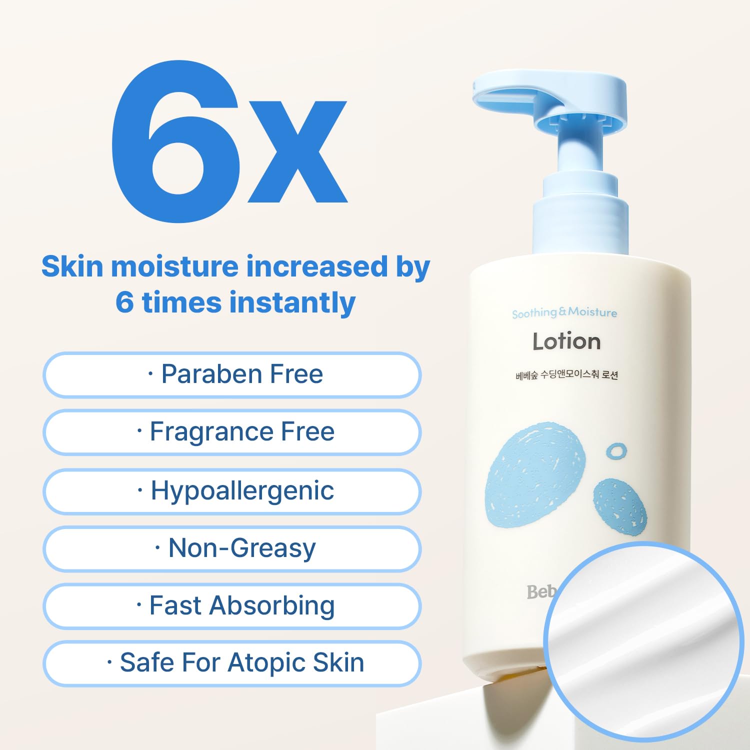 BEBESUP Daily Hydration Baby Lotion ingredient spotlight on organic rice extract and ceramides.