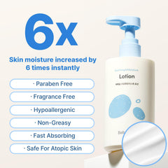 BEBESUP Daily Hydration Baby Lotion ingredient spotlight on organic rice extract and ceramides.