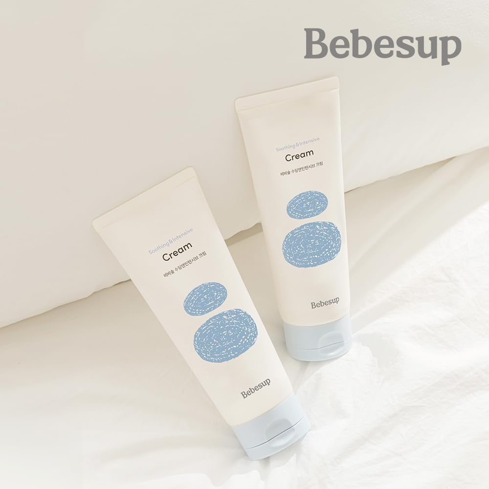 BEBESUP organic rice-infused cream jar highlighting gentle daily nourishment for delicate skin.