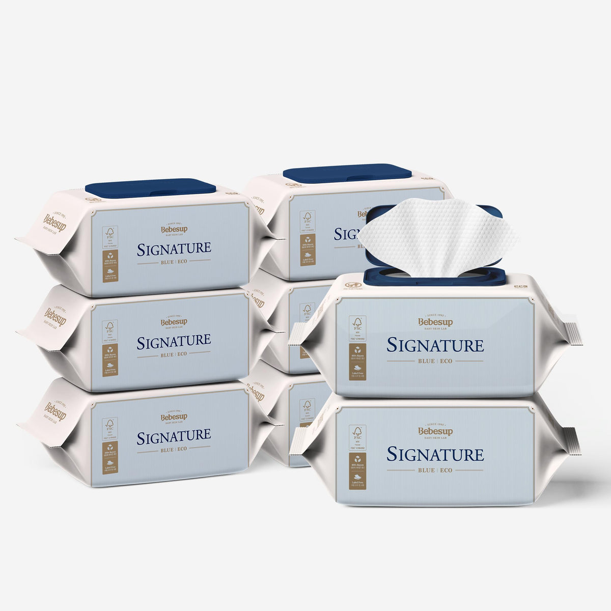 BEBESUP signature eco baby wipes in an outdoor scene showing gentle cleaning on the go