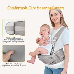 bebless Baby Hip Carrier adjustable waistband ensures a snug, customizable fit for parents