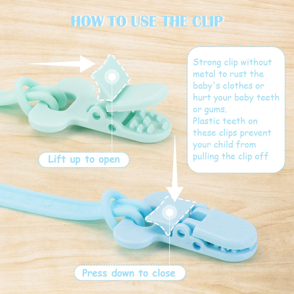 BEBOAN loop design pacifier clip showing easy knot technique.