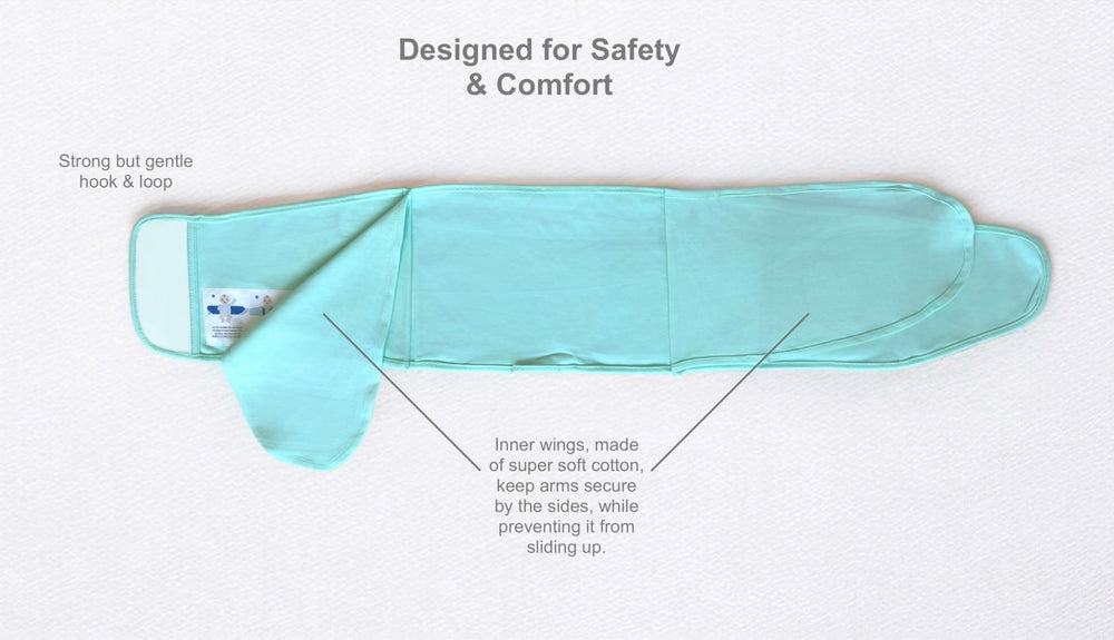 bebon Baby Arm Swaddle hip-free design keeps hips free for movement