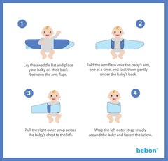 bebon Baby Arm Swaddle outer Velcro straps provide secure adjustable fit