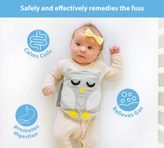 Bebon Belly Hugger owl pattern helps distract and calm a fussy infant.