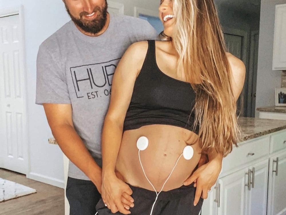 bebon hydrogel adhesives secure the device comfortably on the belly.